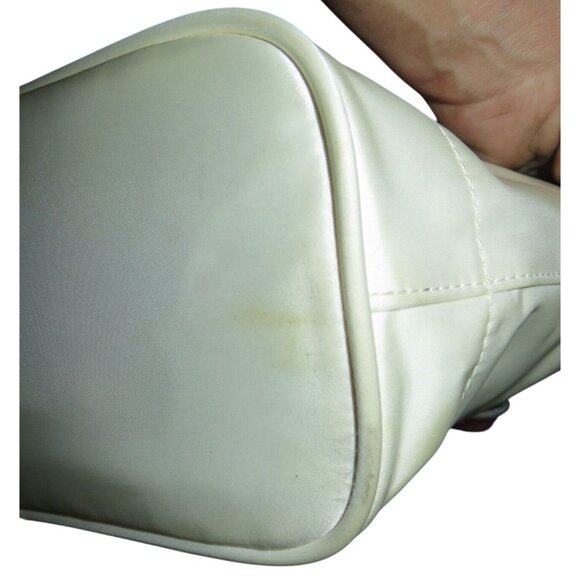 COACH 2004 Hampton Mini Weekender White silky canvas tote & pink leather trim [ - Picture 8 of 12